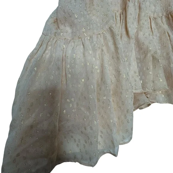 NWT A.L.C. Sidney Silk Dress in Pale Pink and Metallic Gold 0 - Picture 8 of 12